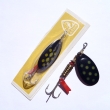 ERBS, druh 1150, velikost l�i�ky 36 mm (velikost 3), v�ha 6,22 g. Mosazn�, �ern� lakovan� se �lut�mi te�kami. Signace RYNA. Cena 9 K�s. Origin�ln� vakuov� balen� na kart�. V�robce ZNAK HK.