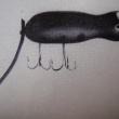 Článek 5. Myška, dřevěný wobbler s gumovým ocáskem, montovaný s 2 trojháčky