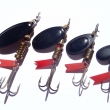 ERBS, 4 velikosti. Zleva druh 1147 (6,77 g), druh 1146 (5,06 g), druh 1145 (4,10 g) a druh 1180 (2,52 g). Mosazn�, �ern� lakovan�. Signace RYNA. V�robce ZNAK HK.